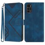 For Motorola Moto G22 Line Pattern Skin Feel Leather Phone Case(Royal Blue)