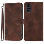 For Motorola Moto G22 Line Pattern Skin Feel Leather Phone Case(Coffee)