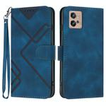 For Motorola Moto G32 Line Pattern Skin Feel Leather Phone Case(Royal Blue)
