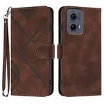 For Motorola Edge 5G 2024 Line Pattern Skin Feel Leather Phone Case(Coffee)