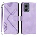For Motorola Edge 5G 2024 Line Pattern Skin Feel Leather Phone Case(Light Purple)