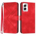 For Motorola Moto G Power 5G 2024 Line Pattern Skin Feel Leather Phone Case(Red)