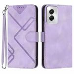 For Motorola Moto G Power 5G 2024 Line Pattern Skin Feel Leather Phone Case(Light Purple)