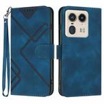 For Motorola Moto X50 Ultra Line Pattern Skin Feel Leather Phone Case(Royal Blue)