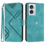 For Motorola Edge 50 Fusion Line Pattern Skin Feel Leather Phone Case(Light Blue)