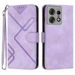 For Motorola Edge 50 Pro Line Pattern Skin Feel Leather Phone Case(Light Purple)