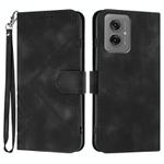 For Motorola Moto G55 Line Pattern Skin Feel Leather Phone Case(Black)