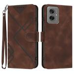 For Motorola Moto G55 Line Pattern Skin Feel Leather Phone Case(Coffee)