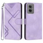 For Motorola Moto G55 Line Pattern Skin Feel Leather Phone Case(Light Purple)