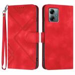 For Motorola Moto G Play 2025 / G Power 2025 Line Pattern Skin Feel Leather Phone Case(Red)