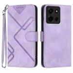 For Motorola Moto G 2025 Line Pattern Skin Feel Leather Phone Case(Light Purple)