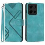 For Motorola Moto G 2025 Line Pattern Skin Feel Leather Phone Case(Light Blue)