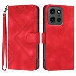For Motorola Moto G Stylus 5G 2025 Line Pattern Skin Feel Leather Phone Case(Red)