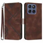 For Motorola Edge 60 Fusion / Edge 5G 2025 Line Pattern Skin Feel Leather Phone Case(Coffee)