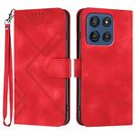 For Motorola Edge 60 Line Pattern Skin Feel Leather Phone Case(Red)