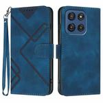 For Motorola Edge 60 Line Pattern Skin Feel Leather Phone Case(Royal Blue)
