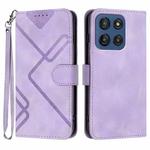 For Motorola Edge 60 Line Pattern Skin Feel Leather Phone Case(Light Purple)