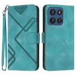 For Motorola Edge 60 Line Pattern Skin Feel Leather Phone Case(Light Blue)