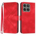 For Motorola Edge 60 Pro Line Pattern Skin Feel Leather Phone Case(Red)