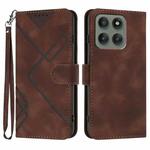 For Motorola Edge 60 Pro Line Pattern Skin Feel Leather Phone Case(Coffee)