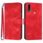 For Motorola Moto E7 Power Line Pattern Skin Feel Leather Phone Case(Red)