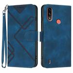 For Motorola Moto E7 Power Line Pattern Skin Feel Leather Phone Case(Royal Blue)