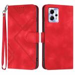 For Motorola Moto G23 Line Pattern Skin Feel Leather Phone Case(Red)