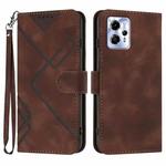 For Motorola Moto G23 Line Pattern Skin Feel Leather Phone Case(Coffee)