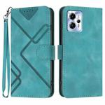 For Motorola Moto G23 Line Pattern Skin Feel Leather Phone Case(Light Blue)