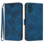 For Motorola Moto G42 Line Pattern Skin Feel Leather Phone Case(Royal Blue)