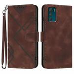 For Motorola Moto G42 Line Pattern Skin Feel Leather Phone Case(Coffee)
