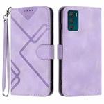 For Motorola Moto G42 Line Pattern Skin Feel Leather Phone Case(Light Purple)