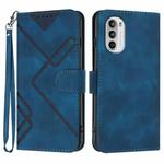 For Motorola Moto G52 Line Pattern Skin Feel Leather Phone Case(Royal Blue)
