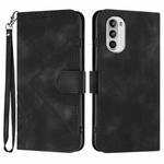 For Motorola Moto G52 Line Pattern Skin Feel Leather Phone Case(Black)