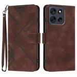 For Motorola Moto G56 5G Line Pattern Skin Feel Leather Phone Case(Coffee)