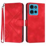 For Motorola Moto G75 5G Line Pattern Skin Feel Leather Phone Case(Red)