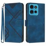 For Motorola Moto G75 5G Line Pattern Skin Feel Leather Phone Case(Royal Blue)