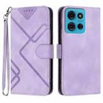 For Motorola Moto G75 5G Line Pattern Skin Feel Leather Phone Case(Light Purple)
