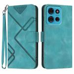 For Motorola Moto G75 5G Line Pattern Skin Feel Leather Phone Case(Light Blue)