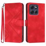 For Motorola Moto G86 Power Line Pattern Skin Feel Leather Phone Case(Red)