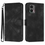 For Motorola Edge 30 Neo Line Pattern Skin Feel Leather Phone Case(Black)