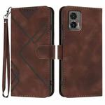 For Motorola Edge 30 Neo Line Pattern Skin Feel Leather Phone Case(Coffee)
