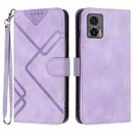 For Motorola Edge 30 Neo Line Pattern Skin Feel Leather Phone Case(Light Purple)