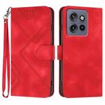 For Motorola Edge 50 Neo Line Pattern Skin Feel Leather Phone Case(Red)