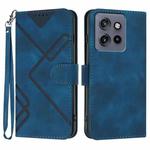 For Motorola Edge 50 Neo Line Pattern Skin Feel Leather Phone Case(Royal Blue)