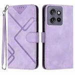 For Motorola Edge 50 Neo Line Pattern Skin Feel Leather Phone Case(Light Purple)