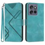 For Motorola Edge 50 Neo Line Pattern Skin Feel Leather Phone Case(Light Blue)