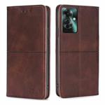 For OPPO Reno11 F 5G Cow Texture Magnetic Leather Phone Case(Dark Brown)