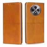 For OPPO Reno12 F 5G Cow Texture Magnetic Leather Phone Case(Light Brown)