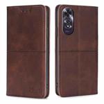 For OPPO A60 4G Global Cow Texture Magnetic Leather Phone Case(Dark Brown)